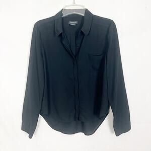 Trouve Black Sheer Button Down Career Wear Top Size Medium
